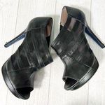 Versace Black Leather Mesh Heels Photo 0