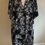 Swimsuits For All Black White Floral Cover Up Dress Size 40 Photo 0