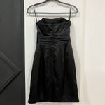 David's Bridal David’s Bridal Formal Bridesmaid Strapless Black Satin Dress Size 4 Pockets Photo 5