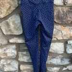 Nike  blue & white polka dot yoga legging pants high rise 7/8 length size XS NEW Photo 8