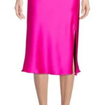 Women's Renee C. Silky Satin Slit Midi Skirt sz M in Fuschia Contemporary Barbie Pink Size M Photo 0