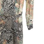 Pinko Chemisier Rosalina Floral Animal Print Long Sleeve Shirt Maxi Dress Size 4 Black Photo 6