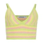 Lusana Boutique NWT Citron Katie Crochet Knit Stripe V Photo 4
