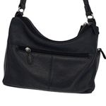 Aurielle Womens Leather Double Top Zippered Compartment‎ Shoulder Handbag Black Photo 3