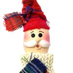 Handmade Santa Mitten Hand Brooch Pin “For You” Christmas Folk Art Mustache Photo 2