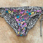 Vintage Y2K Shabby Chic Floral/Leopard Tie Reversible Bikini Bottom Swim Suit S Photo 0