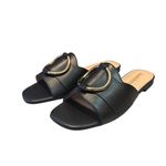RUSSELL‎ & BROMLEY women’s trickle black flat ring trim slide leather 40/9.5 Photo 1