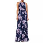 XScape X BY  Dress SZ 8 NEW Floral Chiffon Halter Neck Gown Evening Cocktail NWOT Photo 1