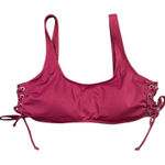 California Waves Wine Lace Up Back Hook Bikini Top Beach Swim Juniors size XL Photo 0