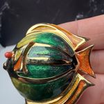 Liz Claiborne Colorful Enamel Fish Brooch Pin Gold Tone Signed LC Photo 2