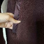Athleta Women Maroon Snap Button Zip Pockets Sherpa Sweatshirt Jacket Size XS Photo 3
