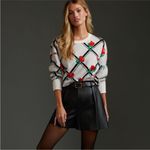 Anthropologie Anthro Maeve Cameron Trellis White Red Black Floral Cropped Sweater S Photo 8