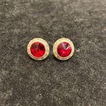 Red And Clear Stone Stud Pageant Earrings Photo 0