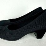 Eileen Fisher  Kiss Stretch Knit Pump Size 10 Black Almond Toe Suede Cone Heel Photo 0