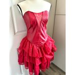 VINTAGE Chia 100% leather corset and lace strapless dress, 80s/90s size 4 Red Photo 1