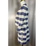 Ann Taylor Plaid Jacket & Skirt Set Size 2 Blue White Textured Button Blazer Photo 3
