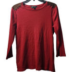 Ralph Lauren Lauren  Long‎ Sleeve Top Brown Shoulder Detail Ribbed XL Photo 0