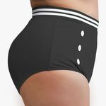 Curvagile High Waisted Bikini Bottoms Tummy Control with Side Pockets Full Coverage Photo 2