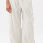 Gap Linen-Cotton Cargo Pull On Wide Leg Pants Size Large White Photo 0