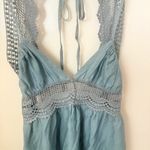 Boho Prairie Dusty Blue Crochet Backless Western Party Mini Ruffle Hem Dress M Size M Photo 6