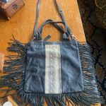 Boho Aqua Madonna Leather Animal Print Fringe Black Crossbody Bag Photo 6