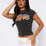 Wildfox  Size M After‎ The Storm Cutout Baby Tee Gray Crop Y2K Style Trendy Photo 0