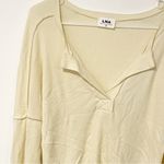 LNA  Size XS OVERSIZED Cream Ribbed Deep V Neck Long Sleeve Top Photo 1