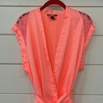 Victoria's Secret Victoria’s Secret Lightweight Satin Robe Coral and Lace Small Photo 2