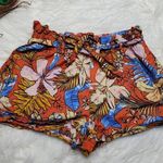New Look Orange Floral Waist Tie Shorts Photo 1