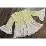 Free People Boho Hippie Bell Sleeve Peekaboo Lace Crochet Sweater Medium Photo 2