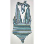 Free People Retro Babe colorful stripe deep-v halter knit bodysuit size M Photo 5
