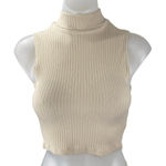 Reformation Women's Cream Beige Sleeveless Rib Knit Mock Neck Crop Tank Top XS Photo 0