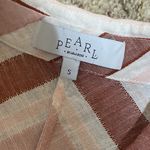 Pearl by Lela Rose S Linen Stripe Button Down High Low Collared Shirt Top Blush Pink Photo 4