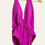 Seafolly Magenta Deep V One Piece Malliot Swimsuit Size 12 Photo 2