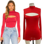 Lovers + Friends  Viana Top Red Long Sleeve‎ Cut Out Neckline Size XS Photo 1