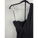 Alice + Olivia Black One Shoulder Flowy 100% Silk Mini Dress Size 6 Photo 1