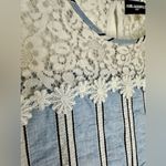 Karl Lagerfeld  Paris Laced striped light blue‎ and white blouse small Photo 2
