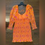 For Love & Lemons  Floral Peony Smocked in Orange Floral Photo 3