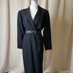 Vintage Oberon Black Wrap Style Maxi Dress Gold Buttons Long Sleeve Size 12 Photo 9