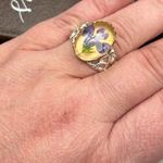 Handmade Purple Floral Pressed Flower Ring Adjustable Silver Band Photo 1