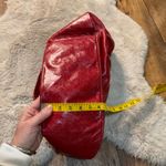 Hype Shoulder Bag Purse Red Engraved Scrunch Top Snap Closure Floral Women Hobo Photo 4