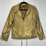 St. John  Sport SoCa Gold Lamb Leather Jacket Women’s Size Medium Photo 0