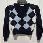 Romwe Argyle Crop Sweater, Sz M Photo 0