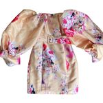 ASOS Floral Puff Sleeve Mini Dress - Pink and Cream Photo 0