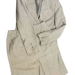 Talbots Y2K Linen Blend Pinstripe Two Piece Skirt Suit Set Women’s 8 Beige Photo 0