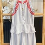 Gianni Bini NWT  Pool Party Maxine Peplum Romper Blue Embroidered - Sz S 💛🎀 Photo 6