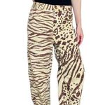 Anthropologie Pilcro Brown Animal Printed Relaxed The Long Bow Bohemian Pants Photo 0