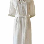 Roller Rabbit Luca Caftan Dress White Eyelet Embroidery Scalloped Floral Small Photo 0