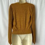 Anthropologie  Amadi NWT Gold Long Sleeve Plunging Neck Sweater Shirt Top *Sz S* Photo 1
