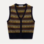 ZARA NWOT JACQUARD KNIT WAISTCOAT Vest Multicolor Medium Photo 6